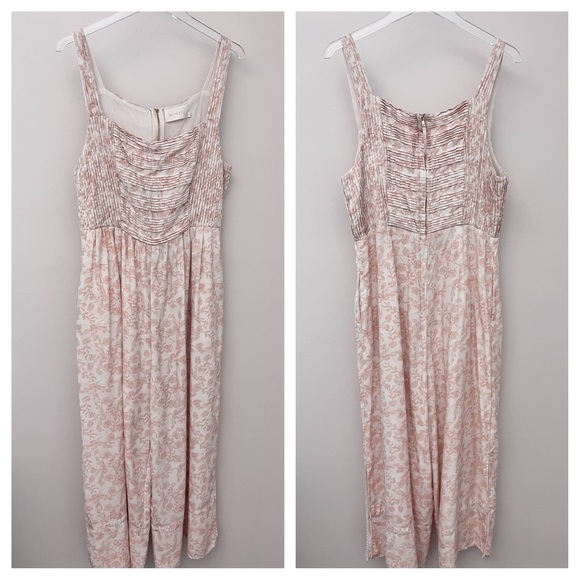 Anthropologie Cream Pink Floral Jumpsuit - Picture 6 of 16